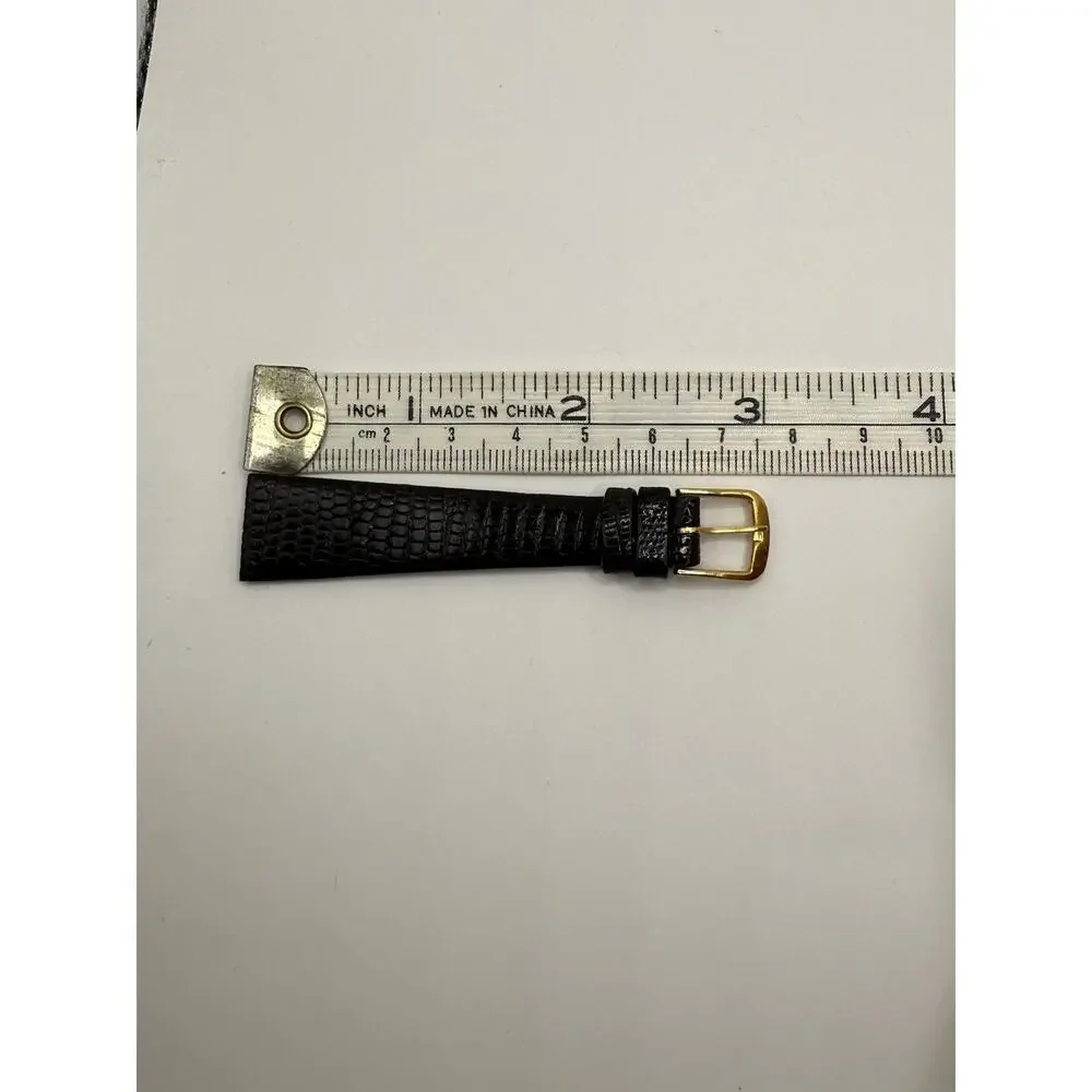16mm KREISLER Genuine Lizard Brown NOS Vintage Watch Band & Gold-Tone Buckle